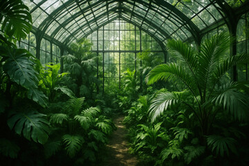 Greenhouse filled with various plants.