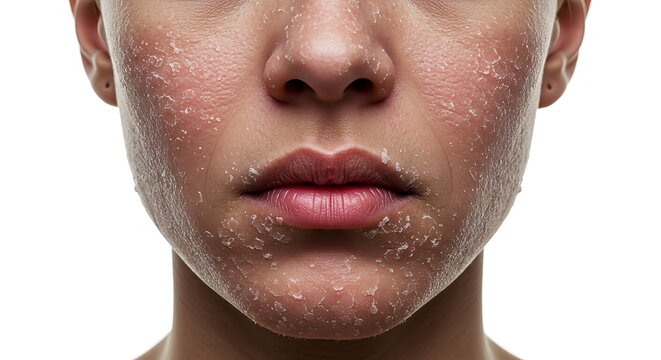 Dry Flaky and Irritated Skin on Human Face