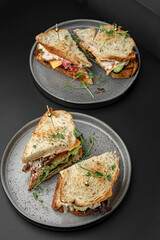 Grilled Sandwich Served as Pair with Greens