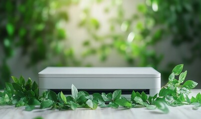 office or professional go green scanner or printer for eco concepts and saving energy and materials as wide banner with copy space area - Generative AI