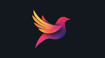 Fototapeta premium Digital illustration of a stylized bird with vibrant gradient wings, conveying movement and energy.