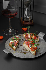 Gourmet Bruschetta Scene with Pepper Accents