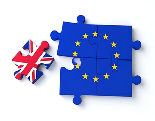 Naklejka premium Brexit Puzzle UK Separated from EU Flags Jigsaw Pieces