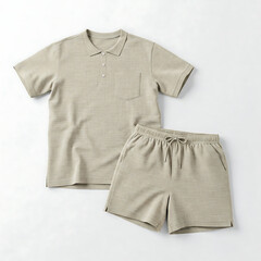 Fototapeta premium shirt and shorts set laid flat on white background