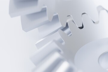 abstract gears, close-up view of cogs, 3d rendering