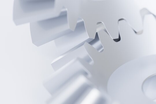 abstract gears, close-up view of cogs, 3d rendering