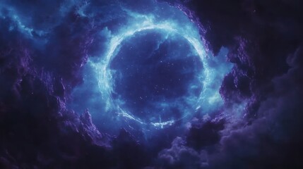 Celestial Orb in the Cosmos: A mesmerizing display of cosmic energy. A luminous orb emanates radiant light amidst swirling celestial clouds, offering a visual journey into the depth of universe.