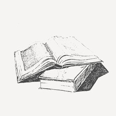 Old Books: A timeless illustration of two old books, with one open, evoking a sense of history, knowledge, and the enduring power of the written word.