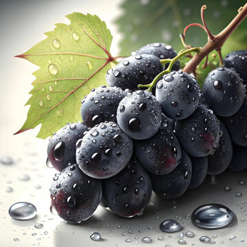 of a fresh black greps with water droplets
