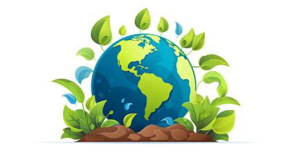 Professional Cute Ecology Plant with Earth Stock Vector Cartoon Illustration
