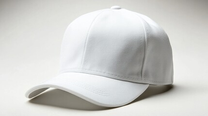 Fototapeta premium Plain white snapback hat with no branding, clean white backdrop 