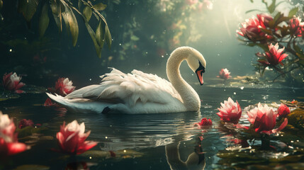 swan in the water