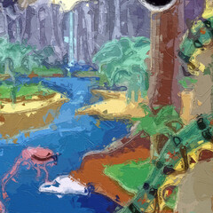 Various oil paintings, flowers, roses, peonies, birds, marine creatures, tropical leaves, butterflies