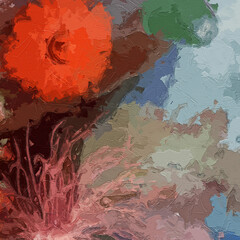 Various oil paintings, flowers, roses, peonies, birds, marine creatures, tropical leaves, butterflies