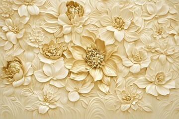 Elegant 3D Golden Floral Wall Art Texture