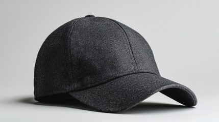 Modern casual cap, charcoal black, clean and unbranded, white studio 