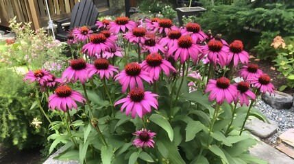 Fototapeta premium Vibrant Purple Coneflowers in Garden Bloom