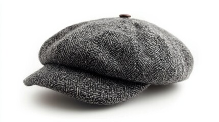 Brimmed cap, soft gray color, isolated for product showcase on white