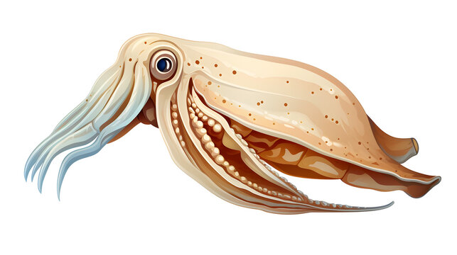 Colorful Cuttlefish Cartoon Vector Illustration Isolated on White Background for Design and Print Projects