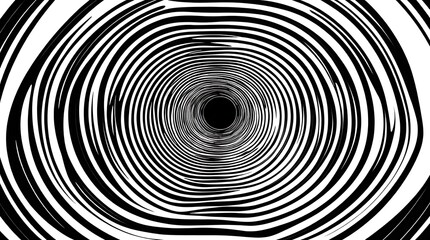 Obraz premium Black and white radial pattern forming a swirling visual illusion of motion and depth, ideal for backgrounds, wallpapers, and futuristic graphic design elements