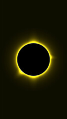 A total solar eclipse with a radiant yellow corona. The glowing energy contrasts against the dark sky, creating an ethereal cosmic spectacle. Ideal for sci-fi and space-themed designs.