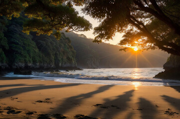 Beach sunset in before sunrise