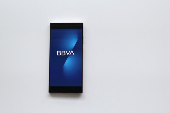 Mexico City, Mexico - Feb 22, 2025: BBVA, which stands for Banco Bilbao Vizcaya Argentaria, is a global financial group that offers financial products and services via app and web