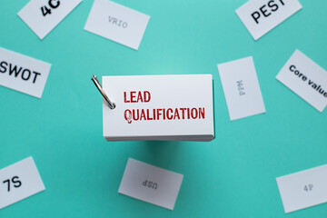 There is word card with the word Lead qualification. It is as an eye-catching image.