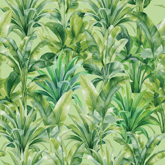 Seamless pattern wih tropical jungle leaves theme