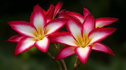 Stunning Red and White Adenium Flowers Close Up