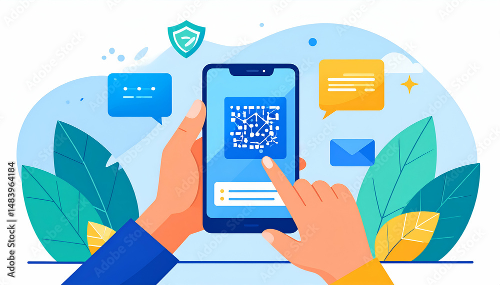 Poster Secure mobile QR code scanning with messaging and email features