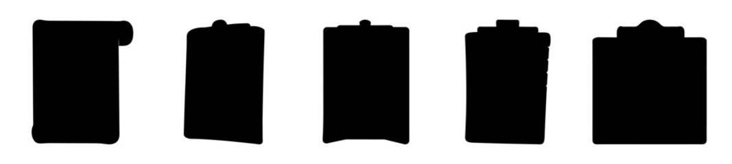 Varied silhouettes of containers and boxes against a stark white background