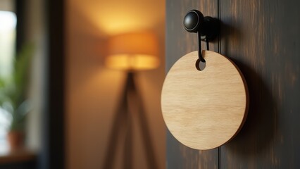 Obraz premium Elegant wooden mockup on a door, enhancing modern interior aesthetics.