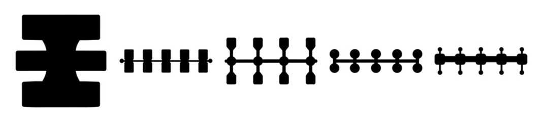 A Collection of Graphic Symbols Depicting Interconnected Elements and Networks