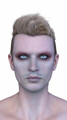 男性ヴァンパイアの顔クローズアップ　3DCGレンダリング