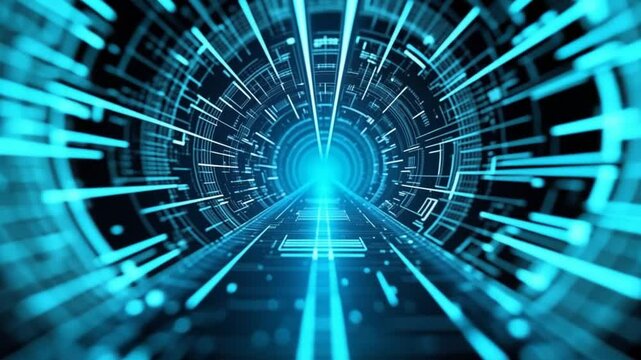 Digital Technology Tunnel Futuristic Background