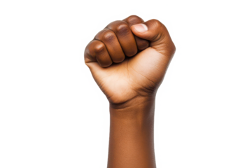 Raised fist hand gesture illustration on transparent background