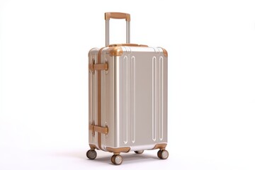 Sleek silver suitcase with elegant gold accents, ready for your next adventure. Perfect for stylish travelers!