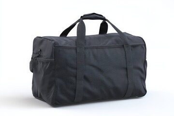 Naklejka premium A sleek black duffel bag, perfect for travel or the gym. Durable and stylish, this bag is a versatile addition to any wardrobe.