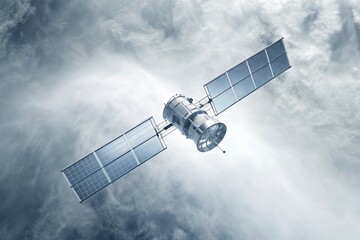 3D Satellite Orbiting Earth Data Transmission & Space Technology