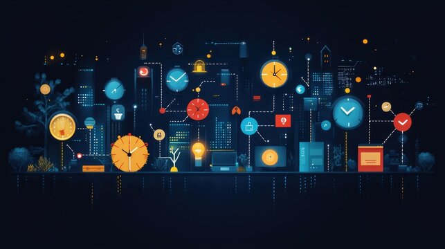 Visualizing efficient time management.  A city's workflow using time management tools