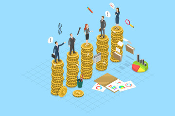 3D Isometric Flat Vector Illustration of Equal Opportunities , Concept of Promoting Gender Equality And Equal Opportunities at Wrokplace