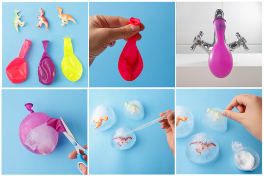 Fun and educational dinosaur egg ice experiment for children, perfect for early learning centers, craft channels, toy retailers, kids science kits, and creative parenting content,