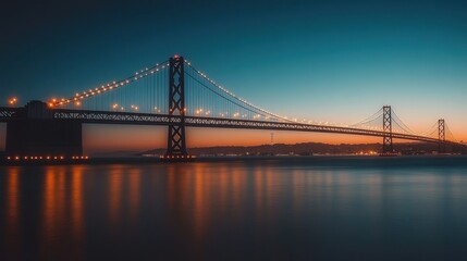 Fototapeta premium San Francisco Bay Bridge at Dusk: A Stunning Panorama