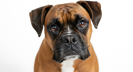 Closeup Portrait of a Boxer Dog with Pensive Expression