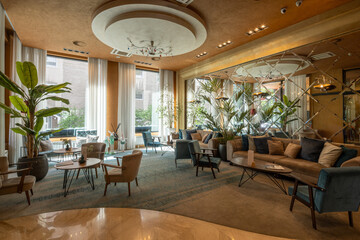 Stylish modern restaurant interior with cozy seating