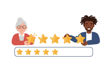 Fototapeta premium Giving Five Star Rating, Customer Feedback Illustration