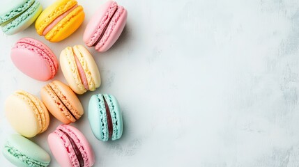 Fototapeta premium Beautifully arranged colorful macarons