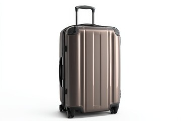 Sleek bronze carry-on suitcase ready for travel.  Perfect for a weekend getaway or short trip!