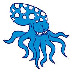 Octopus Calamari Tentacle Cephalopod Evil Squid Isolated Vector Graphic Design Illustration
